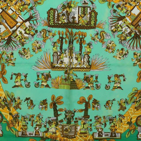 HERMES Carre 90 ASTRES et SOLEILS Scarf Silk Green Auth mr067 - Picture 6 of 16
